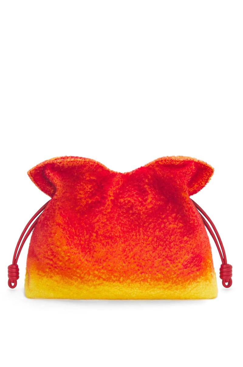 LOEWE x Howls Calcifer XL Flamenco Clutch In Shearling Red
