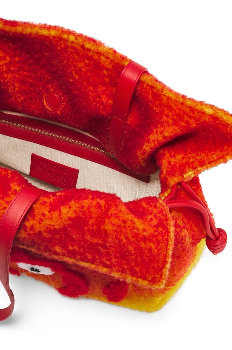 LOEWE x Howls Calcifer XL Flamenco Clutch In Shearling Red