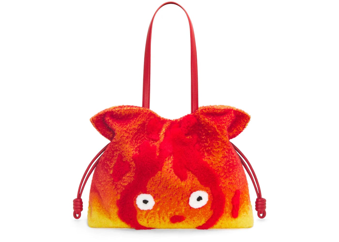 LOEWE x Howls Calcifer XL Flamenco Clutch In Shearling Red