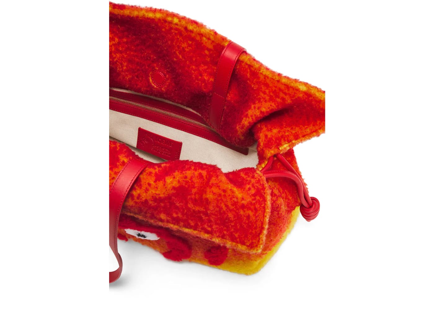 LOEWE x Howls Calcifer XL Flamenco Clutch In Shearling Red