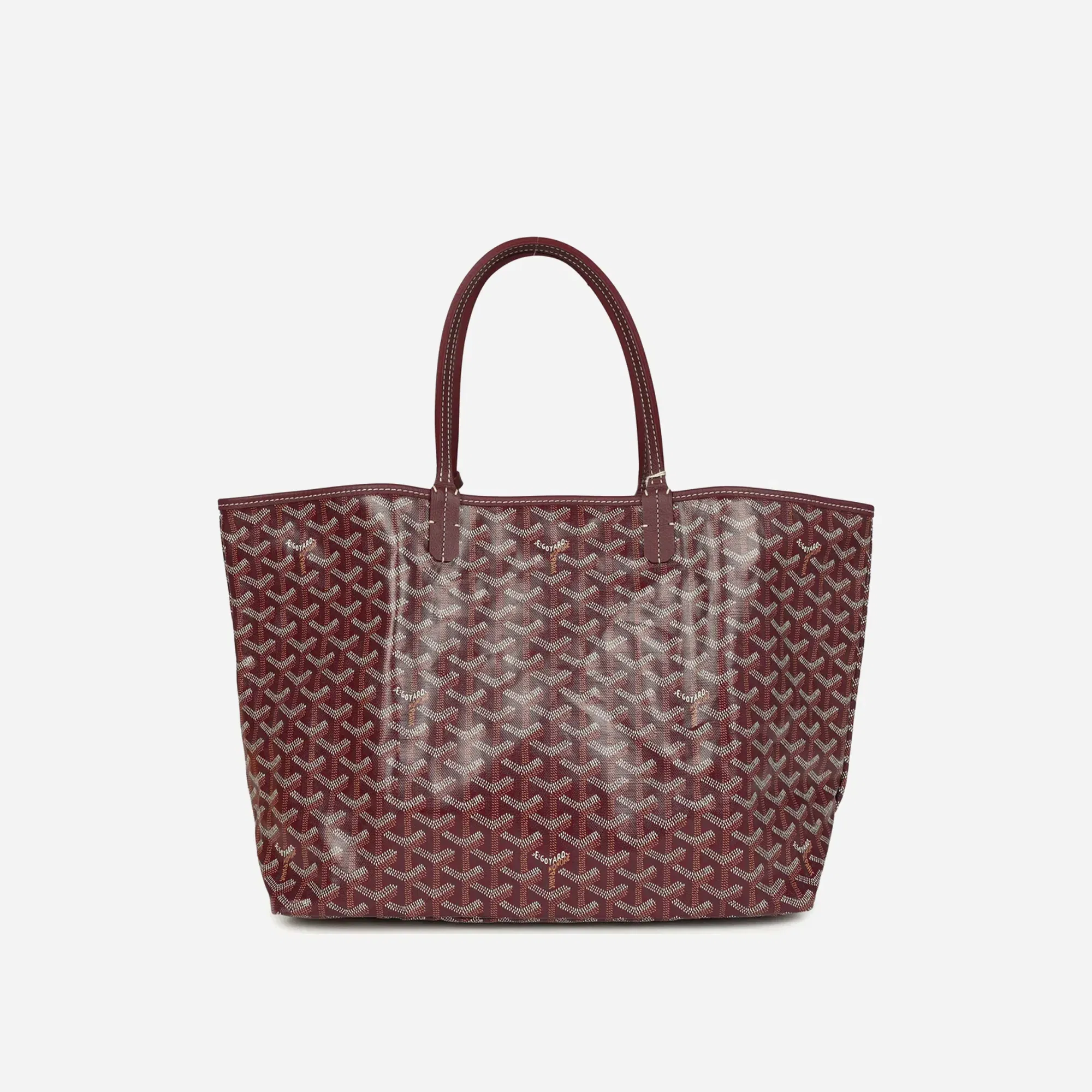 Goyard Goyardine Canvas Burgundy Saint Louis PM Tote Palladium Hardware