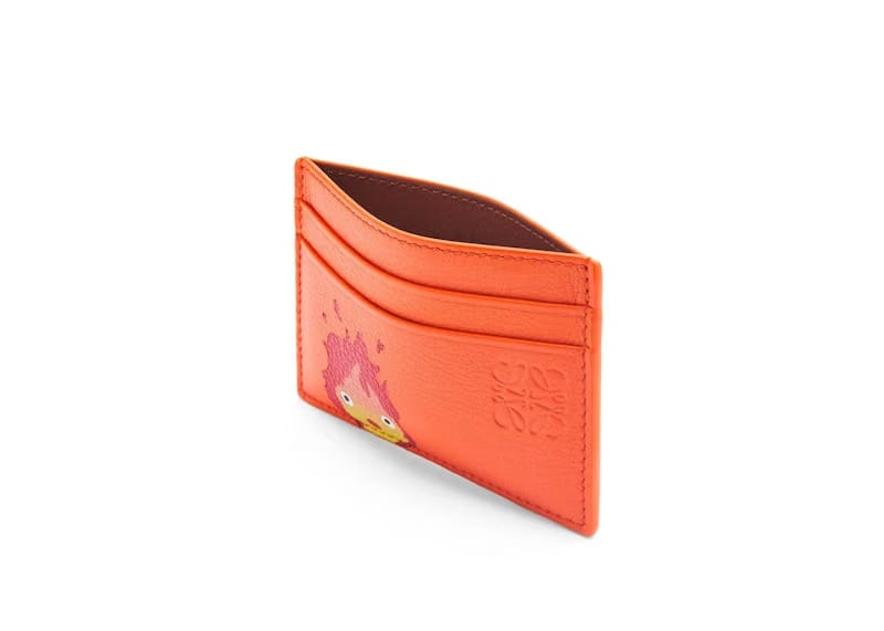 LOEWE x Howls Calcifer Plain Cardholder In Classic Calfskin Orange