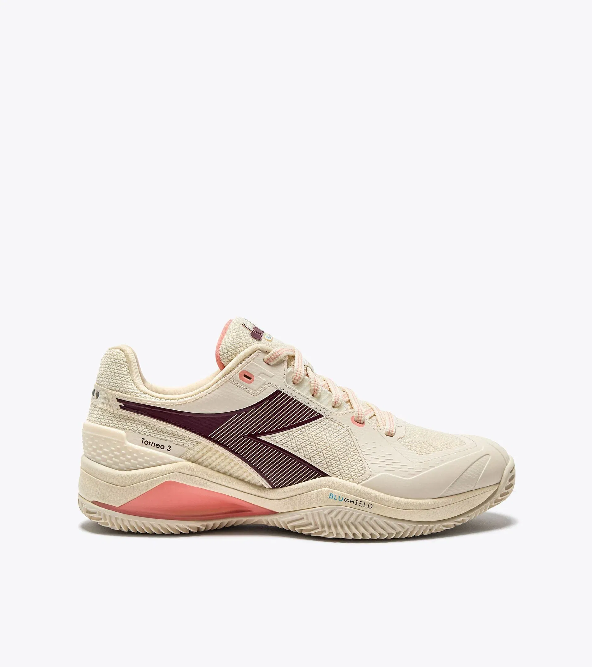 Diadora Blushield Torneo 3 W Clay Whisper Wh/Maroon Ban/Des Flwr
