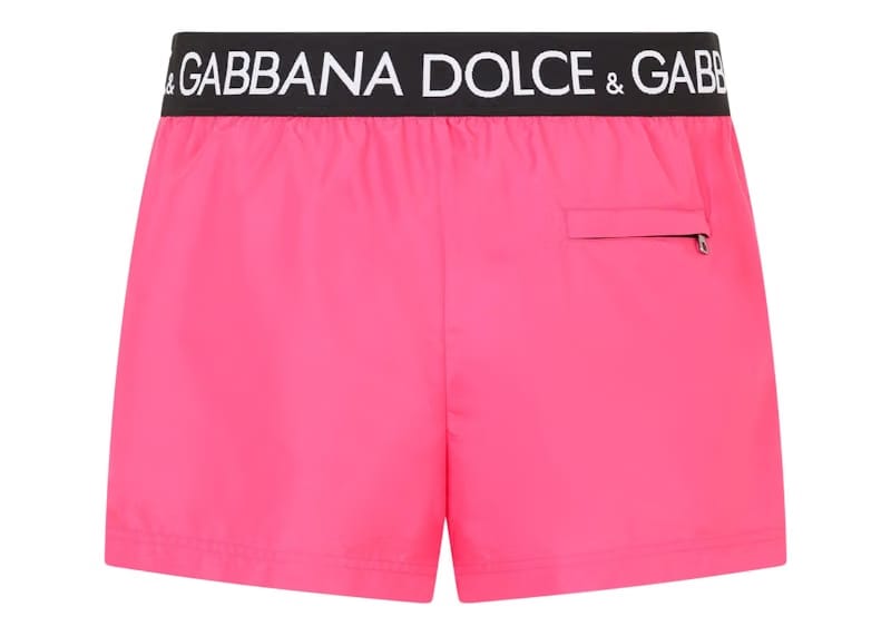 Dolce & Gabbana Logo Band Swim Shorts Fuchsia/Black/White