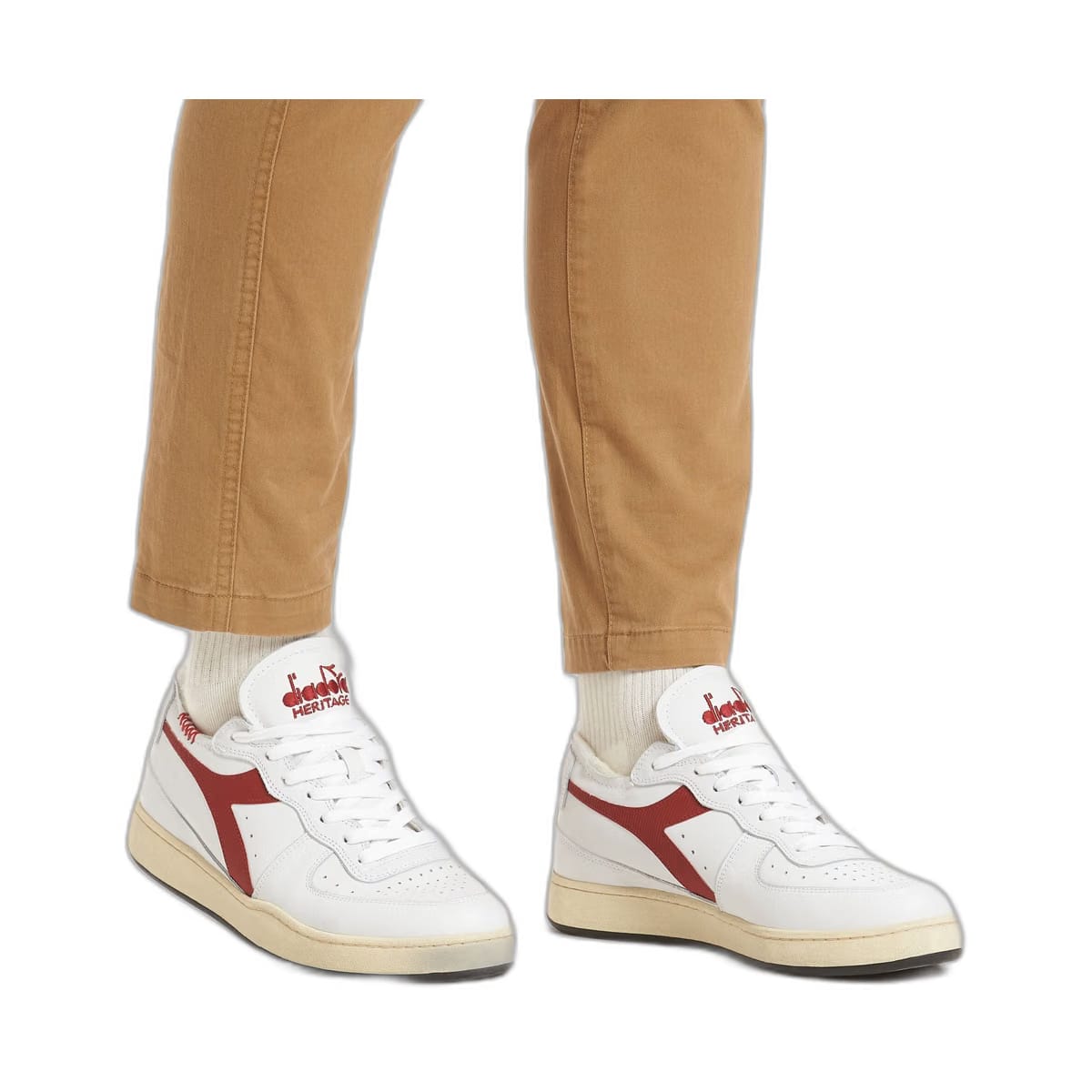 Diadora Mi Basket Row Cut White/Garnet