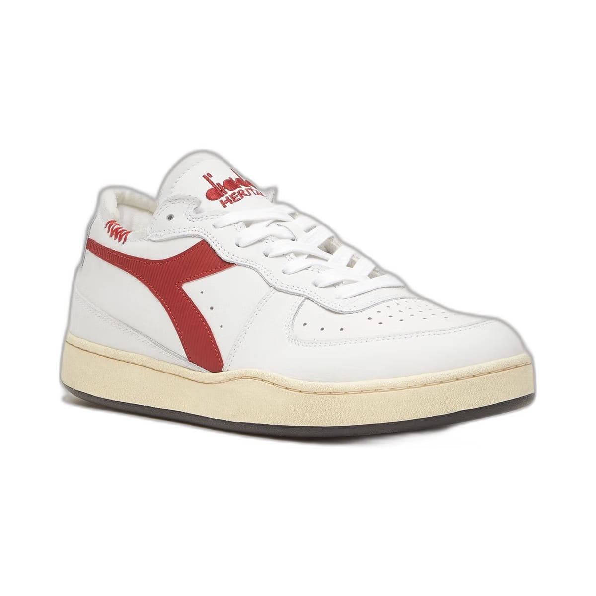 Diadora Mi Basket Row Cut White/Garnet