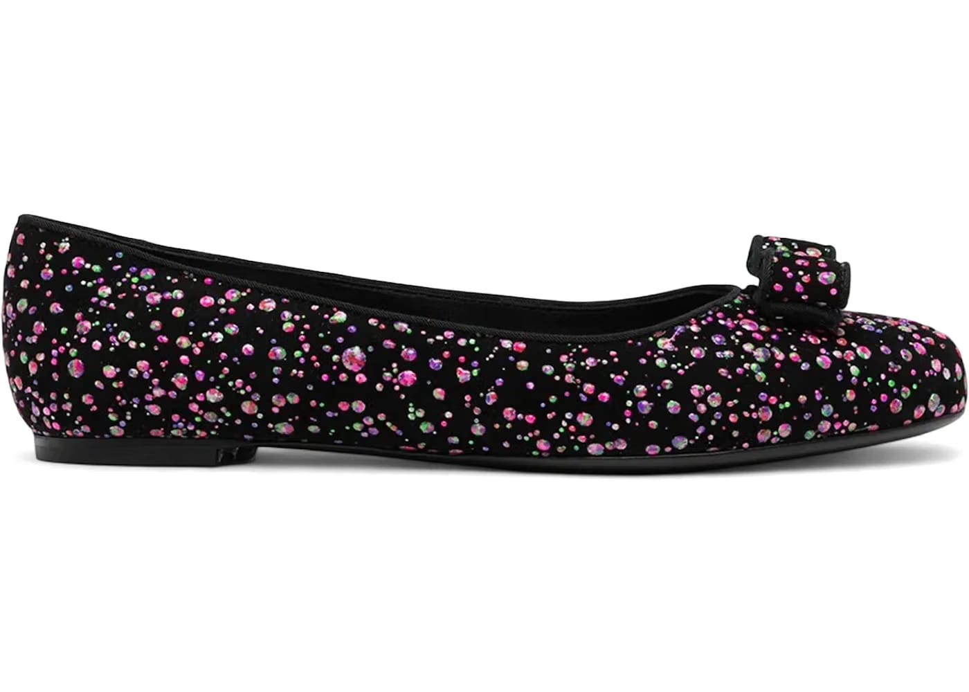 Ferragamo Varina Leather Ballerina Shoes Black Multi (Women's)
