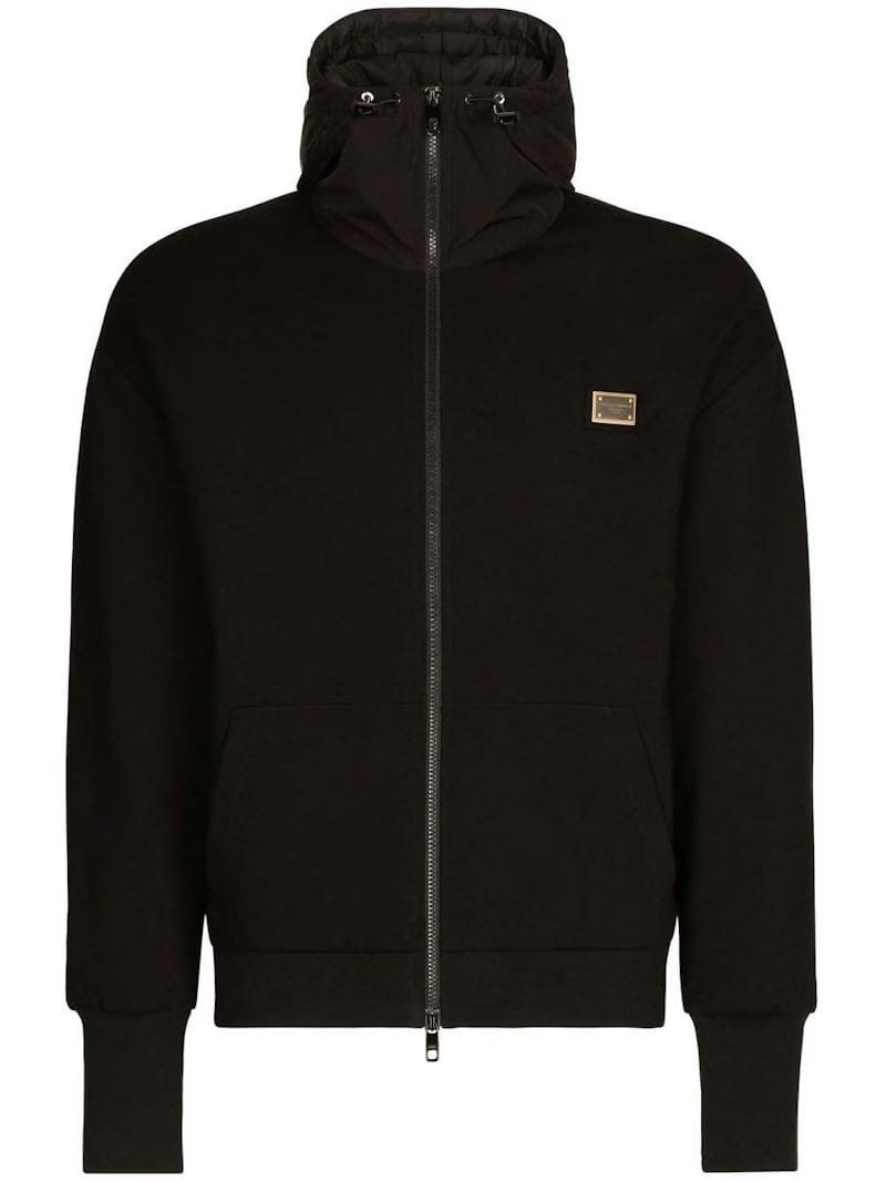 Dolce & Gabbana Logo-Plaque Hooded Jacket Black