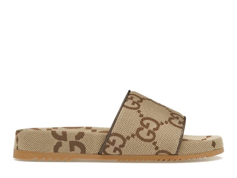 Gucci maxi GG Canvas Slides Camel Ebony