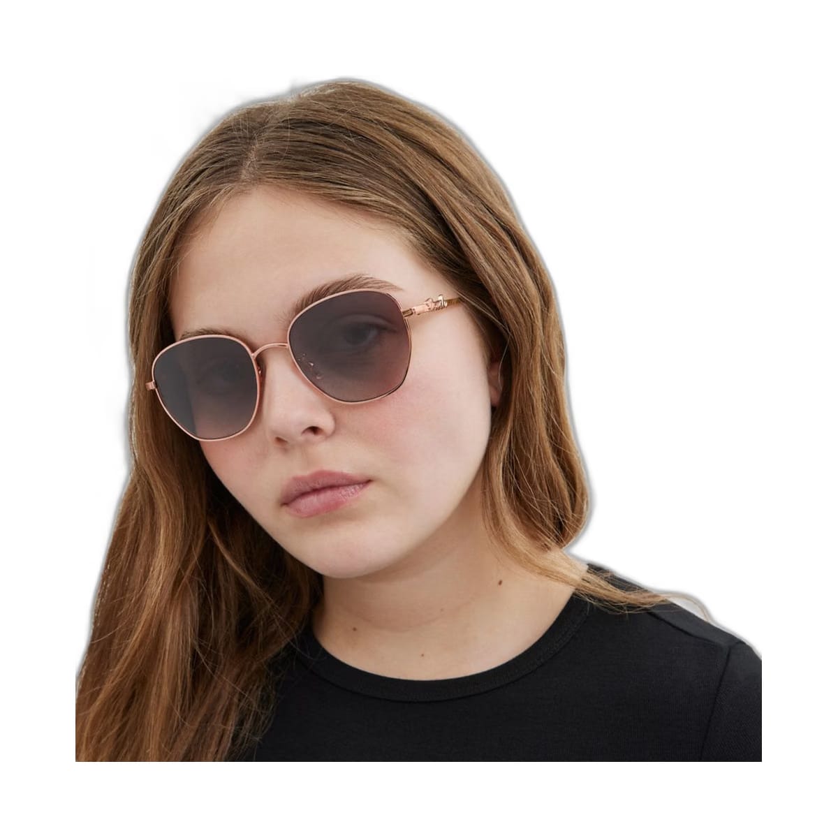 Coach Coach Script Round Sunglasses Rose Gold Black