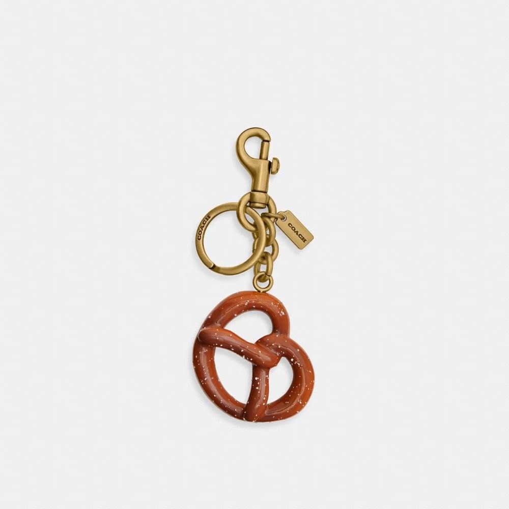 Coach Small Pretzel Bag Charm Brass Multi