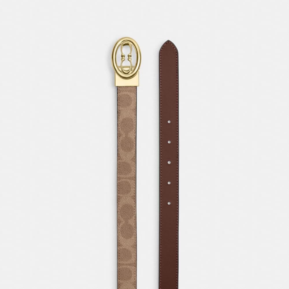 Coach Signature Buckle Cut To Size Belt, 25 Mm Gold Tan Brown