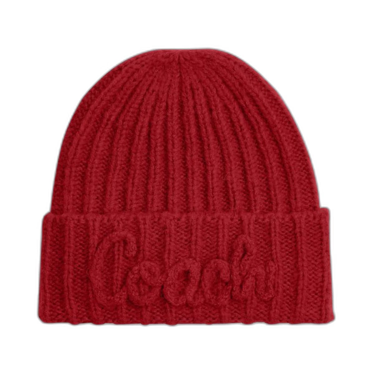 Coach Coach Script Knit Beanie Red