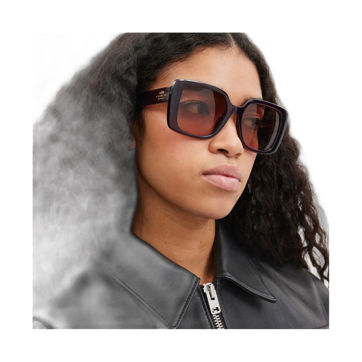 Coach Oversized Square Sunglasses Transparent Caramel