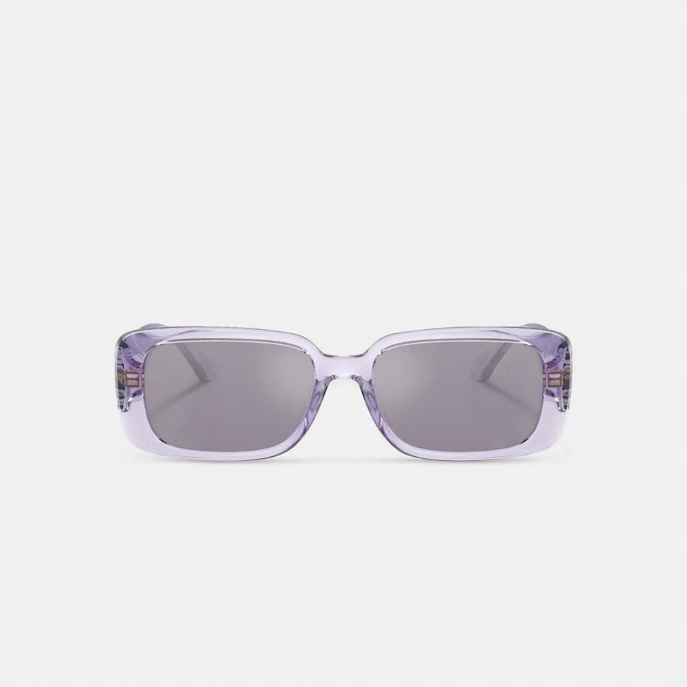 Coach Narrow Rectangle Sunglasses Transparent Purple