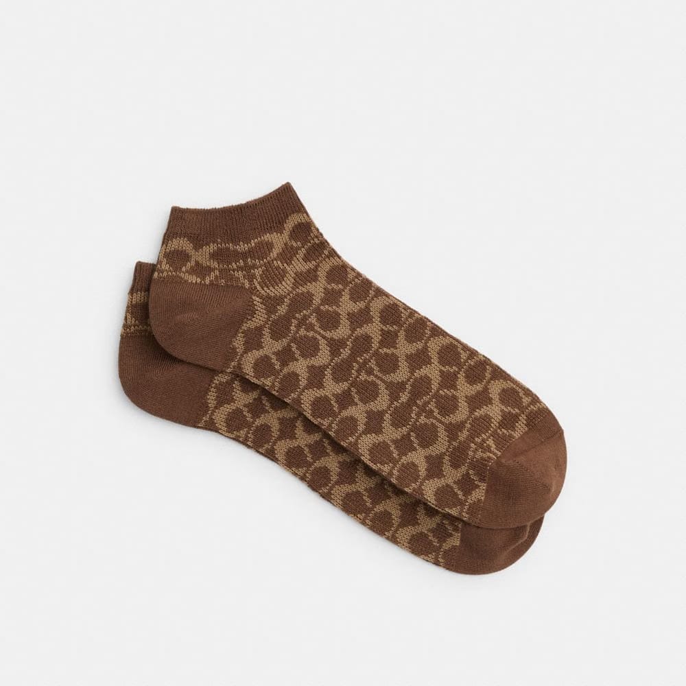 Coach Signature Ankle Socks Tan