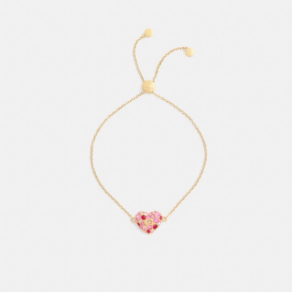 Coach Pavé Heart Slider Bracelet Gold Pink