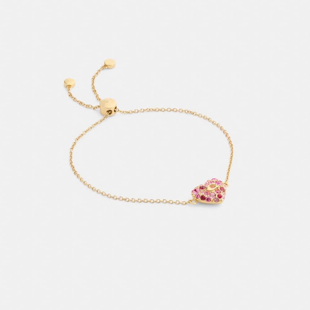 Coach Pavé Heart Slider Bracelet Gold Pink