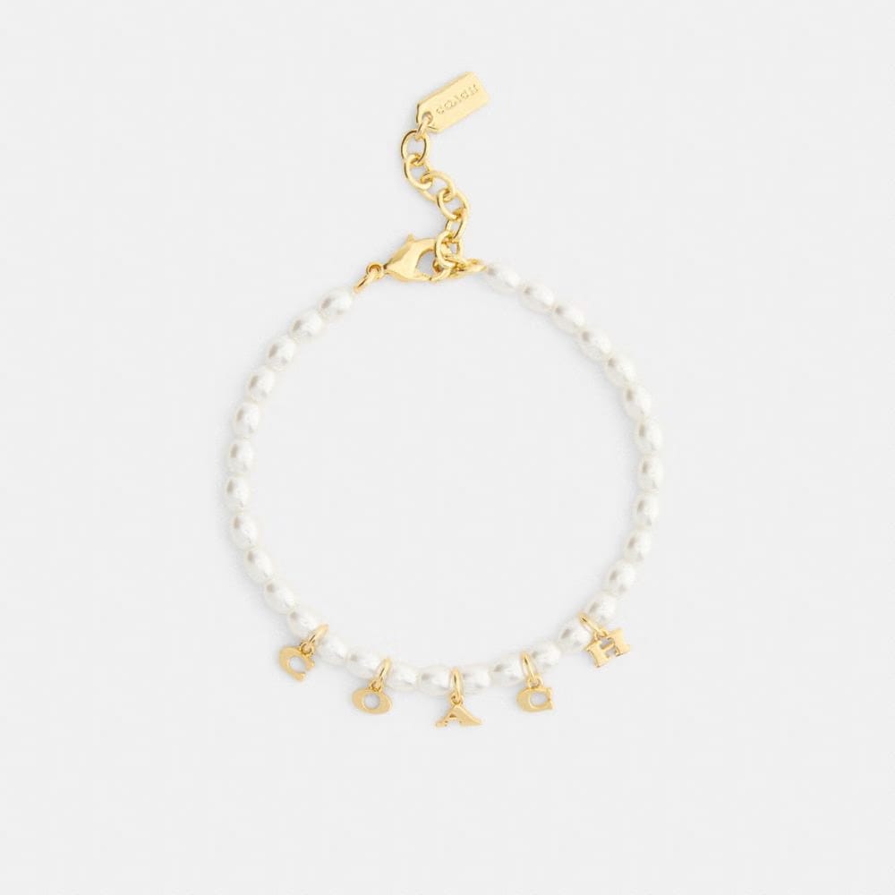 Coach Coach Charms Pearl Bracelet Gold Pearl