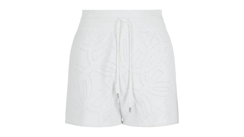 Ferragamo Gancini Pattern Drawstring Shorts White