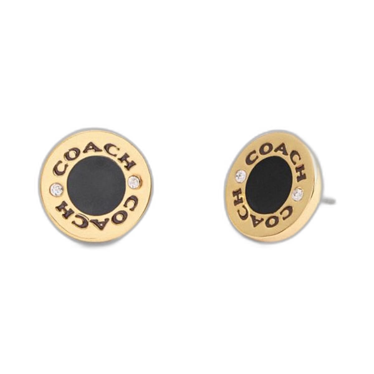 Coach Coach Enamel Circle Stud Earrings Gold Black