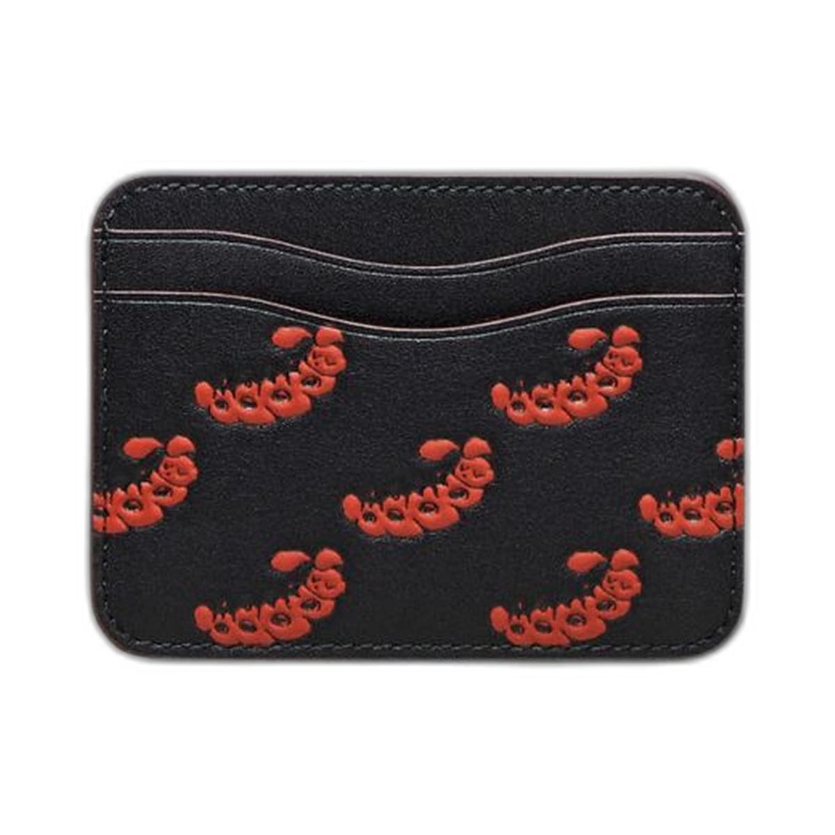 Coach Wavy Card Case In Coachtopia Leather With Caterpillar Print Black