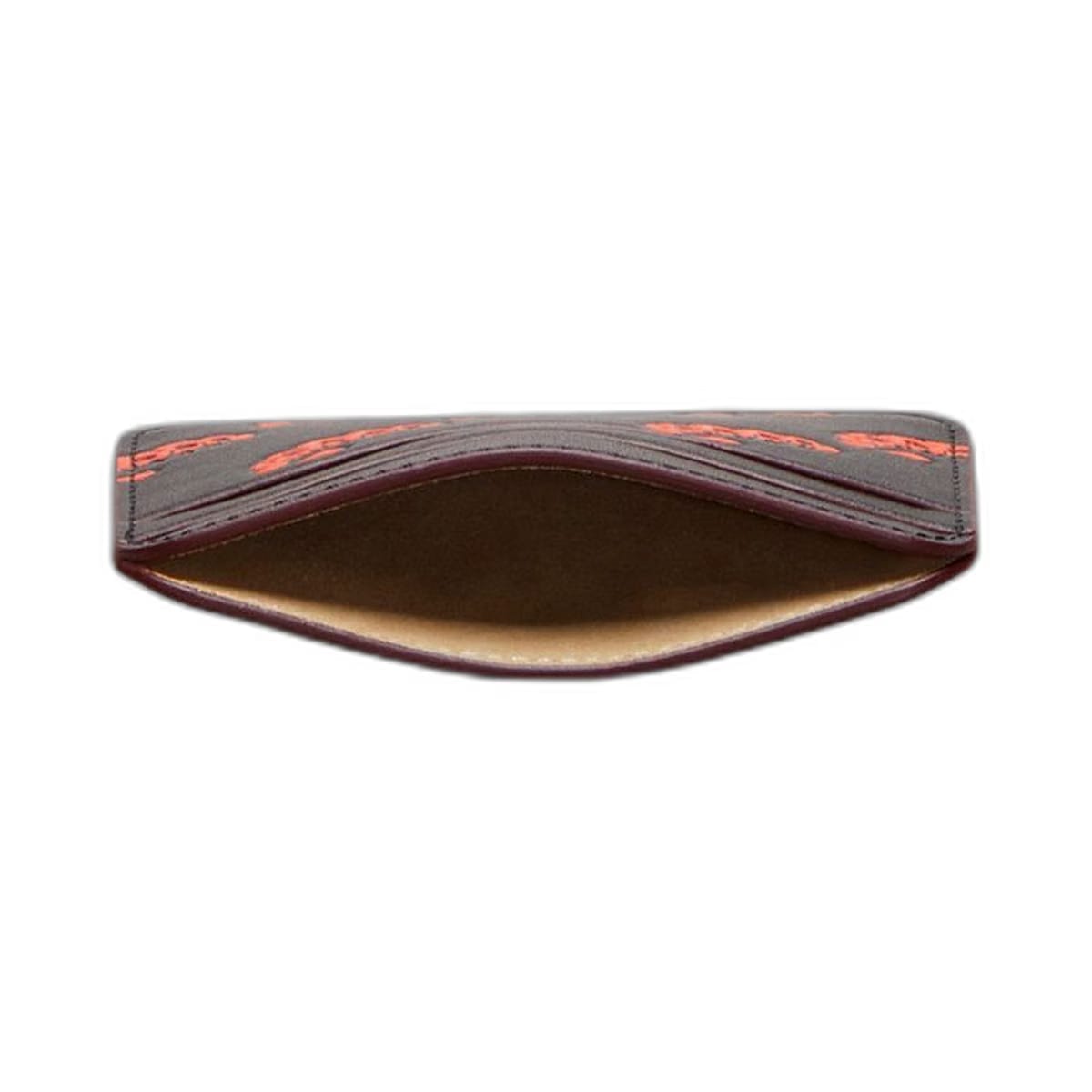 Coach Wavy Card Case In Coachtopia Leather With Caterpillar Print Black