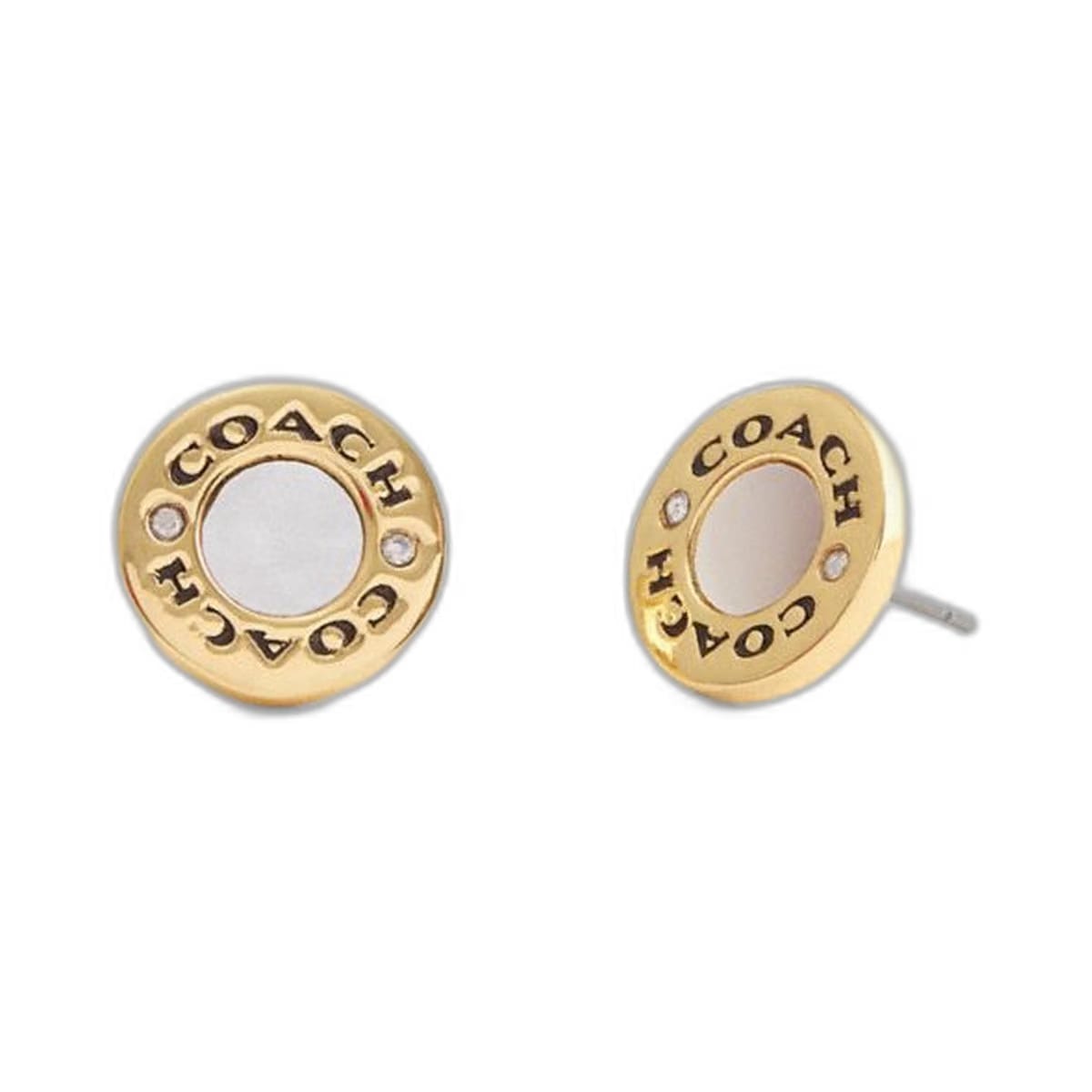 Coach Coach Enamel Circle Stud Earrings Gold White