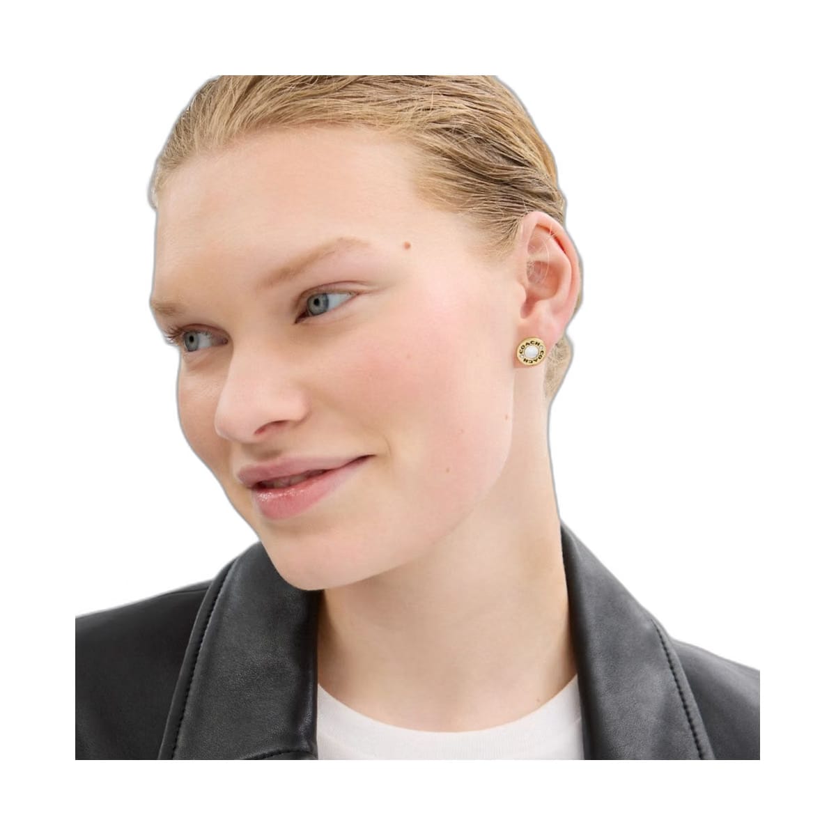 Coach Coach Enamel Circle Stud Earrings Gold White