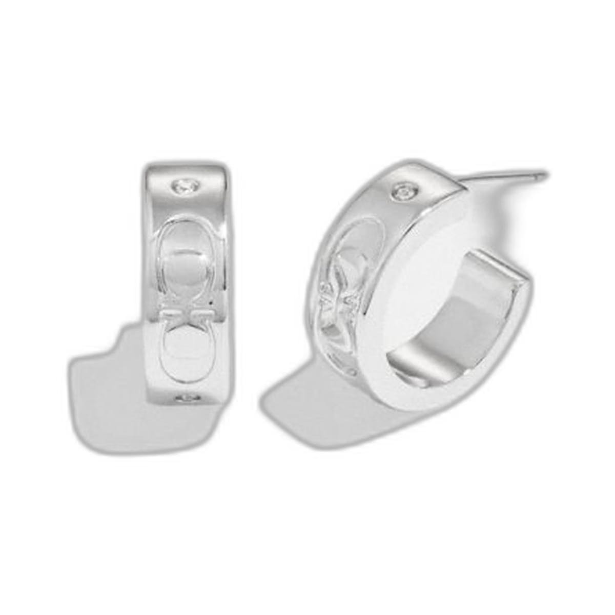 Coach Signature Huggie Earrings Silver