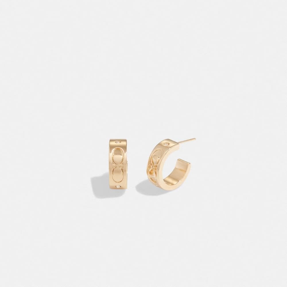 Coach Signature Huggie Earrings Gold