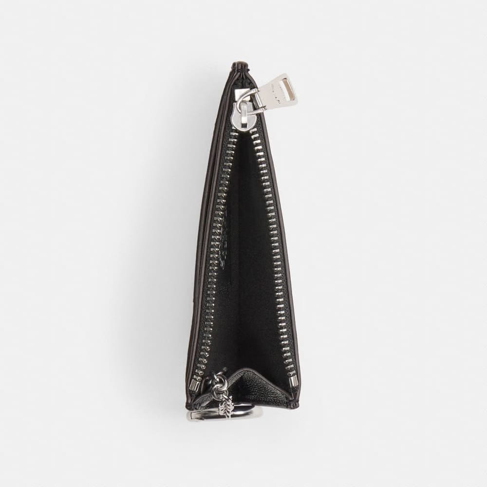 Coach Zip Card Case With Key Ring In Upcrafted Leather Black Chalk
