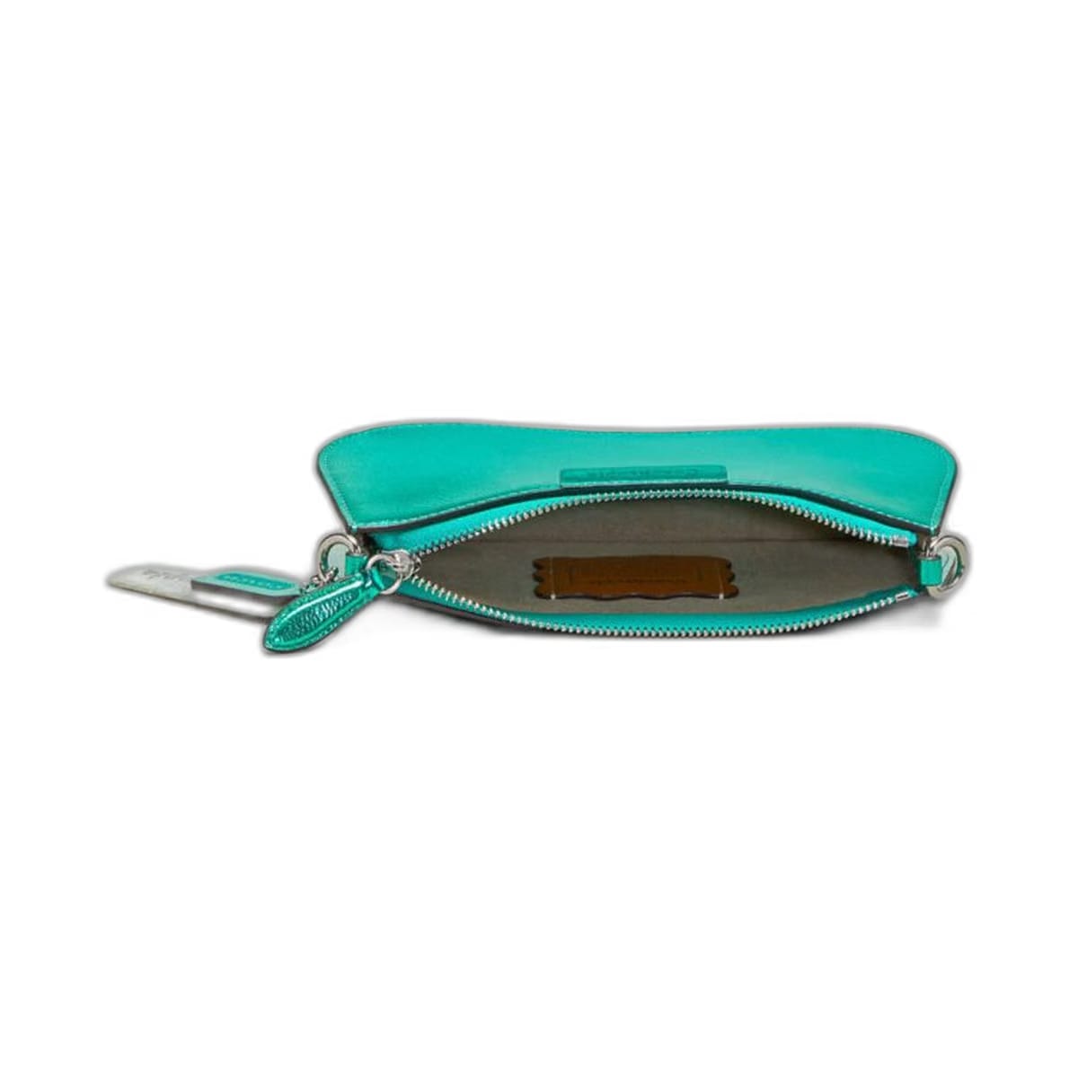 Coach Small Wavy Shoulder Bag In Metallic Coachtopia Leather Green Metallic