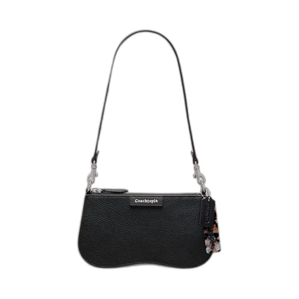 Coach Small Wavy Shoulder Bag In Coachtopia Leather Black