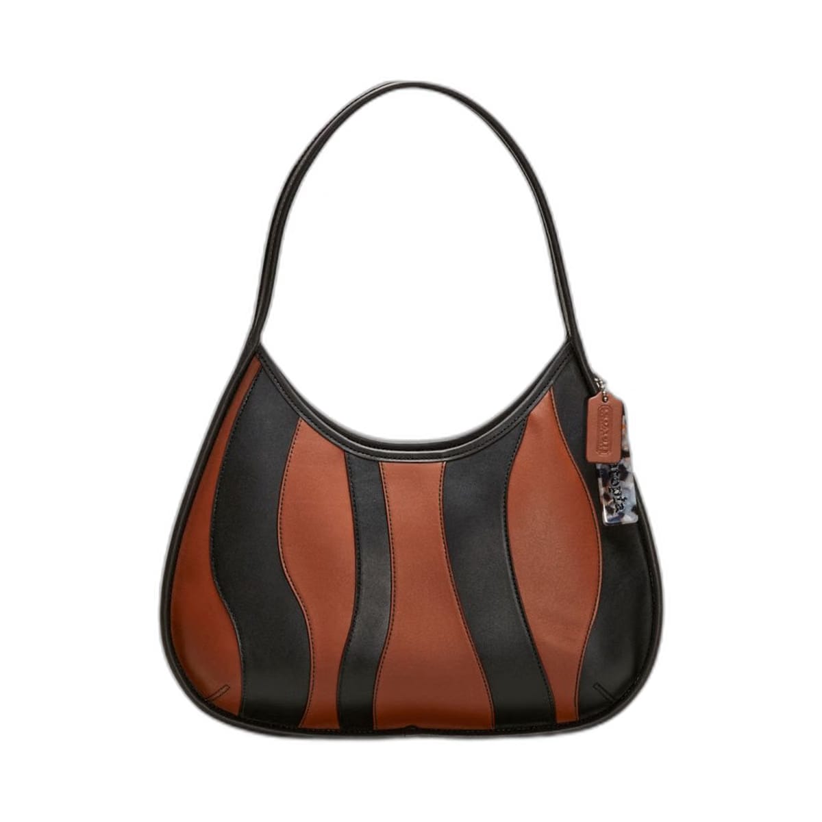 Coach Ergo Bag With Wavy Stripe In Upcrafted Leather Black Saddle
