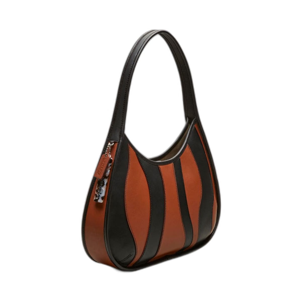 Coach Ergo Bag With Wavy Stripe In Upcrafted Leather Black Saddle