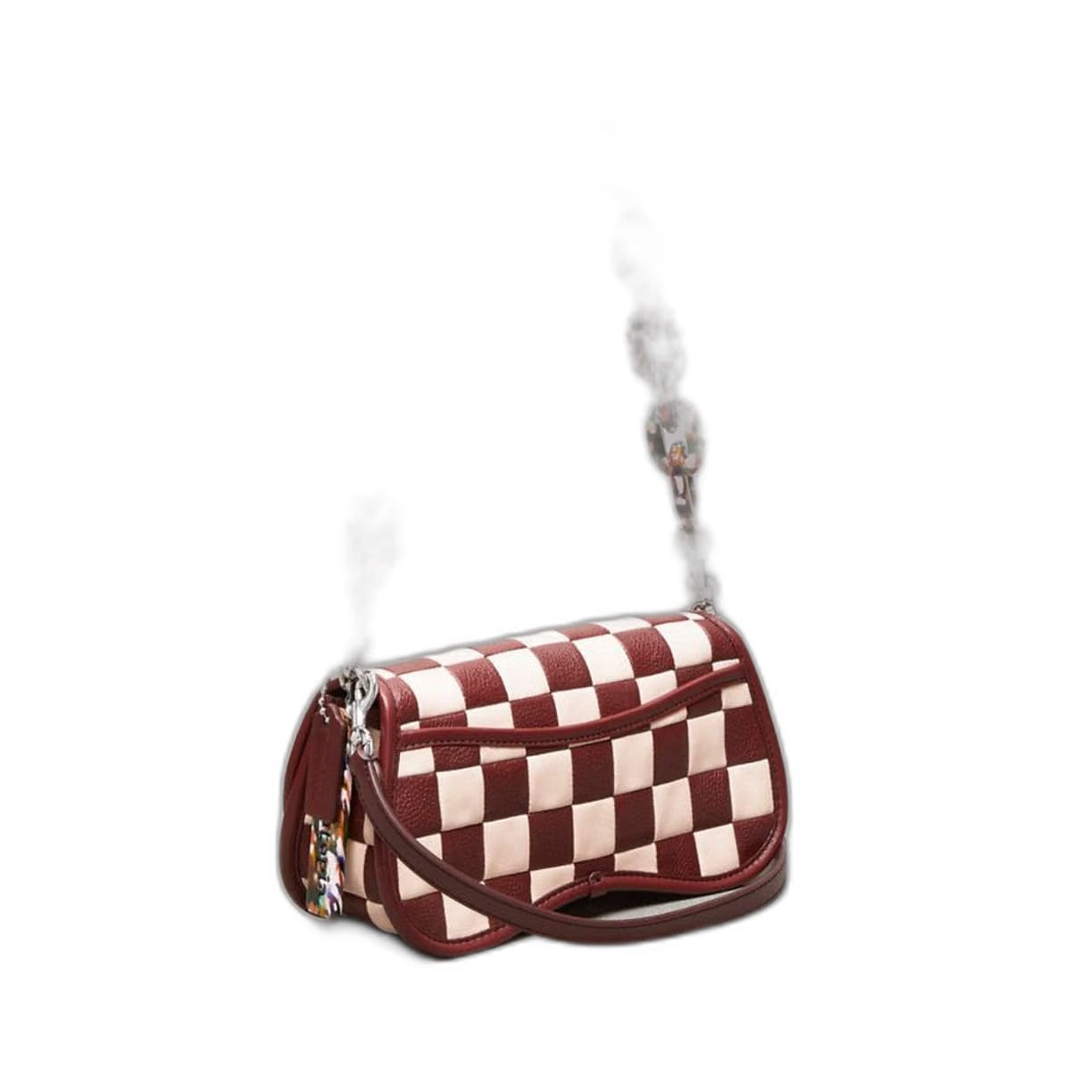 Coach Wavy Dinky Bag In Checkerboard Upcrafted Leather Wine Pink