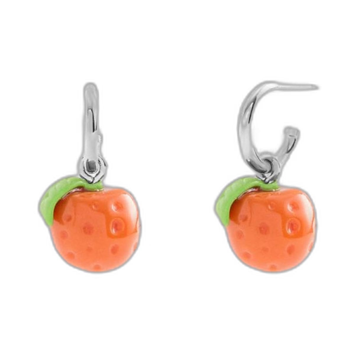 Coach Orange Huggie Earrings Silver Orange