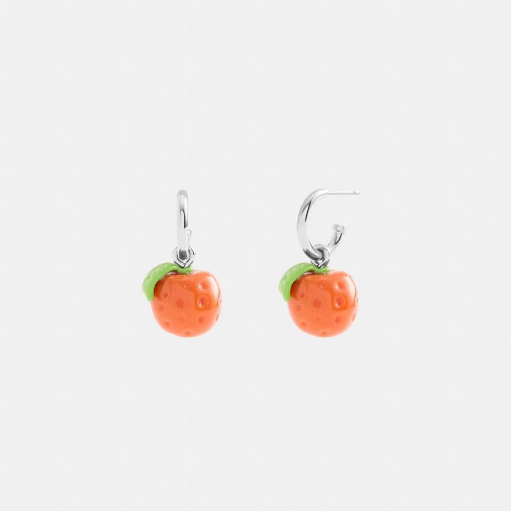 Coach Orange Huggie Earrings Silver Orange
