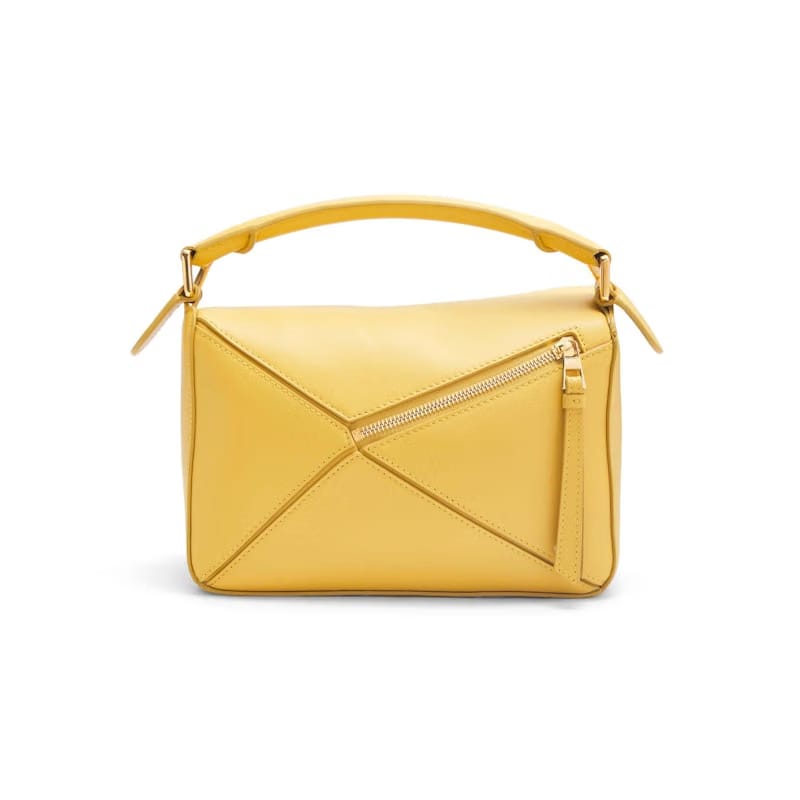 LOEWE x Howls Heen Small Puzzle Bag In Satin Calfskin Dark Yellow