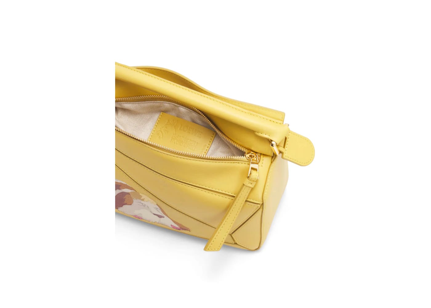 LOEWE x Howls Heen Small Puzzle Bag In Satin Calfskin Dark Yellow