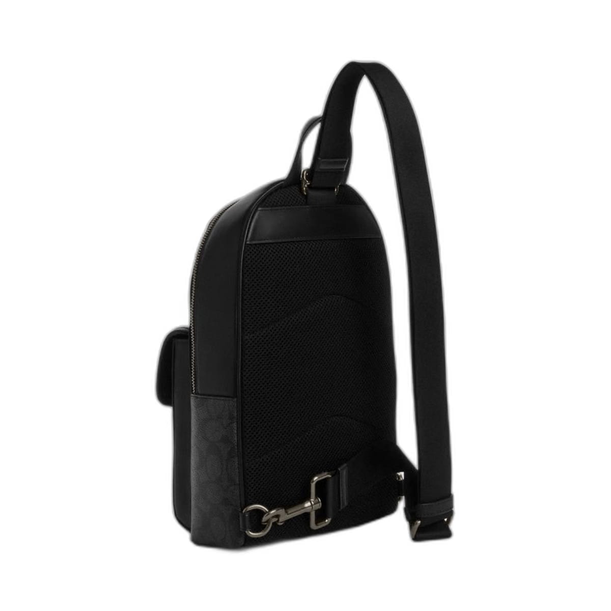 Coach Turnlock Sling Pack In Signature Canvas Gunmetal Charcoal Black