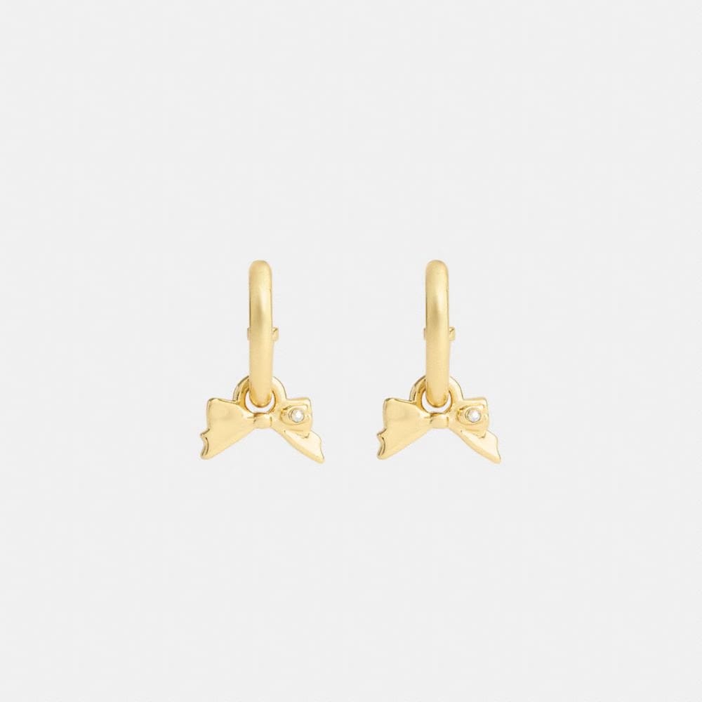 Coach Mini Bow Charm Huggie Earrings Gold