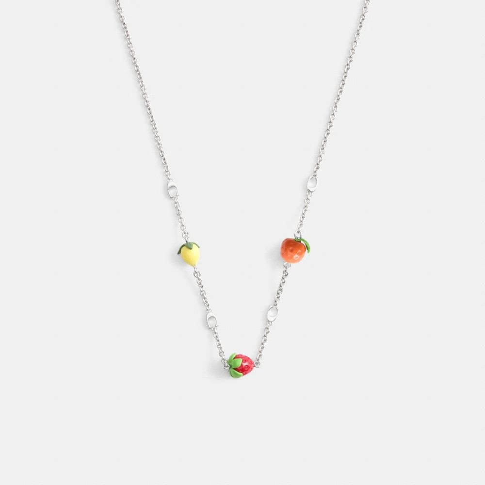 Coach Fruit Charm Necklace Silver Multi