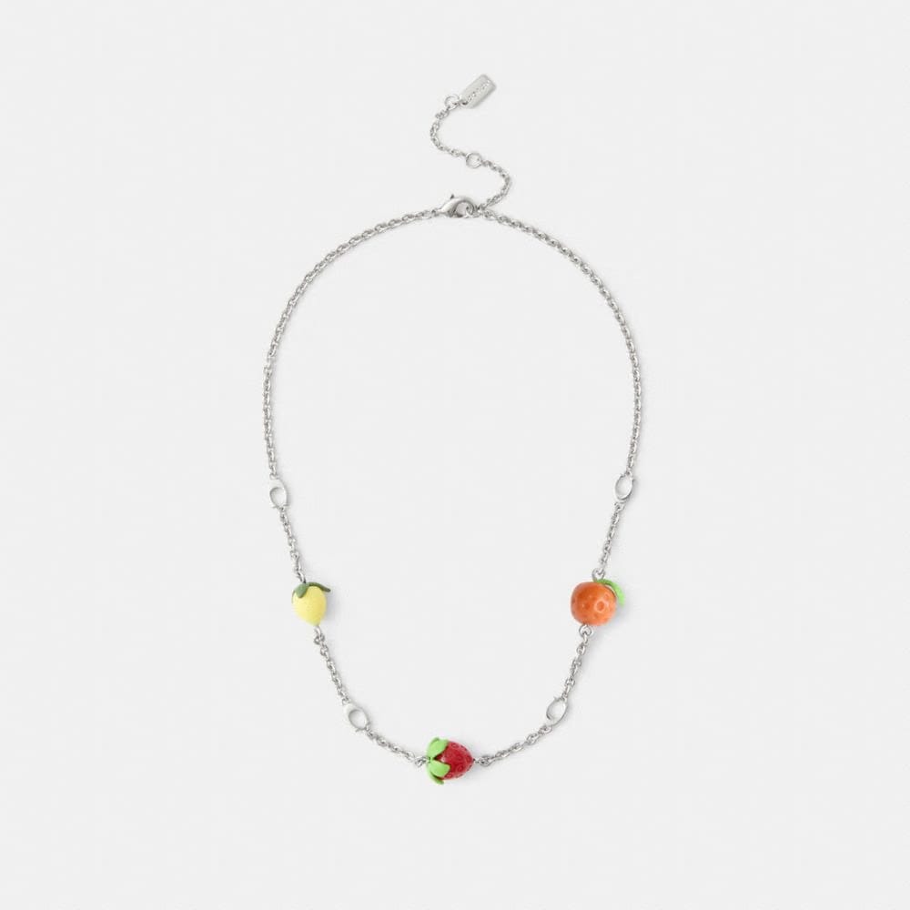 Coach Fruit Charm Necklace Silver Multi