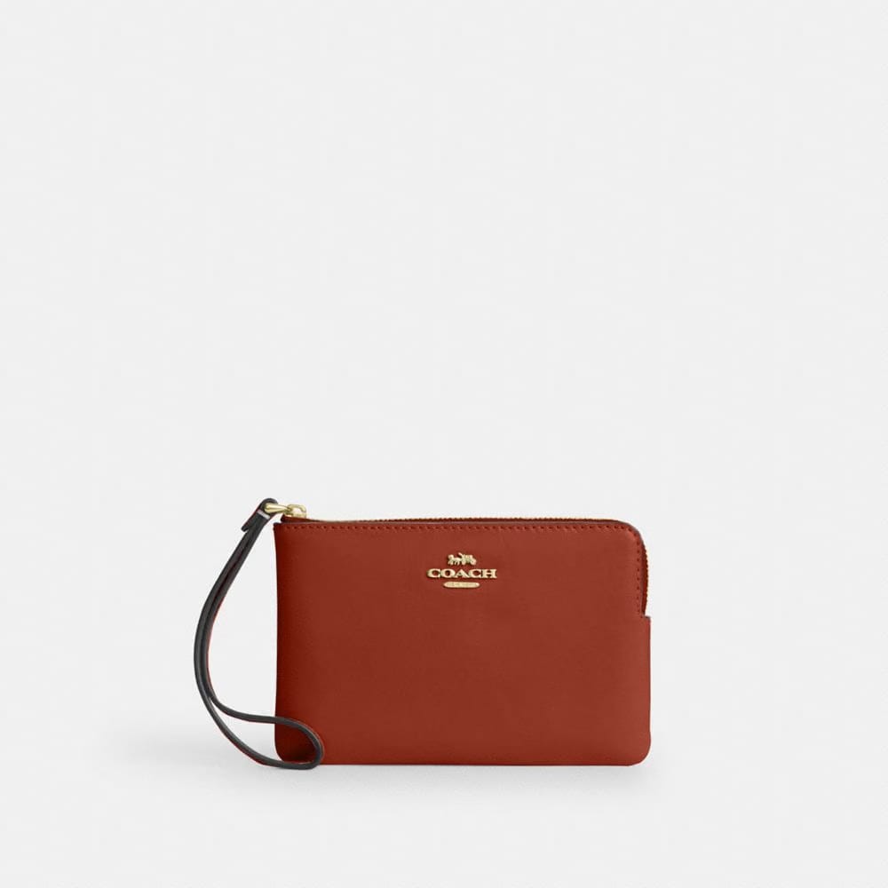 Coach Corner Zip Wristlet Im Cinnamon