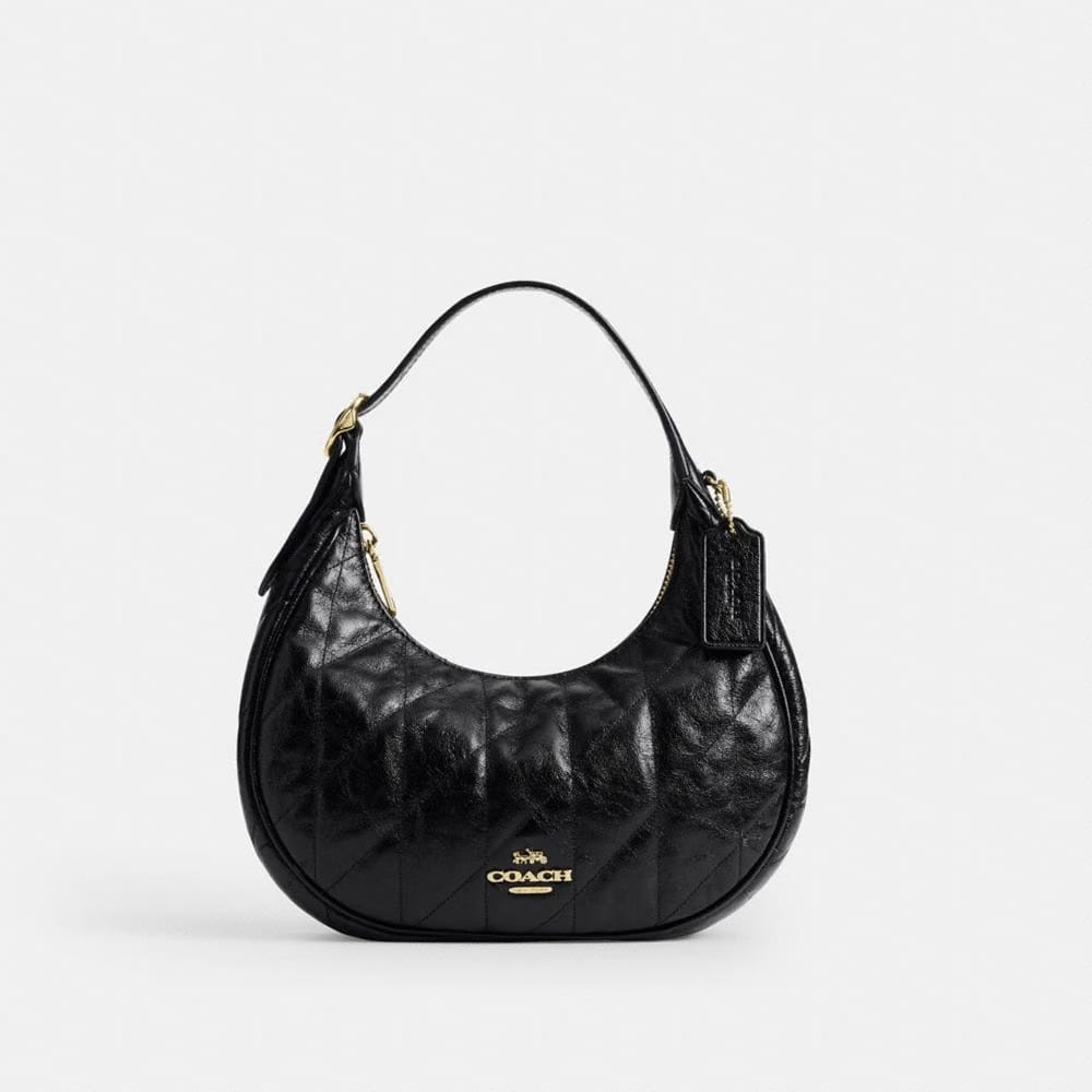 Coach Emily Shoulder Bag With Quilting Gold Black