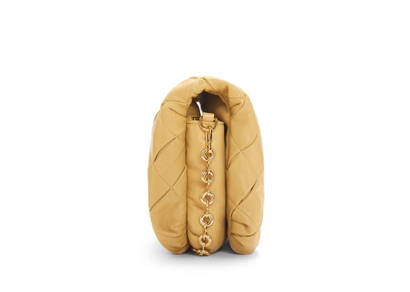 LOEWE Puffer Goya In Pleated Shiny Nappa Lambskin Dark Butter