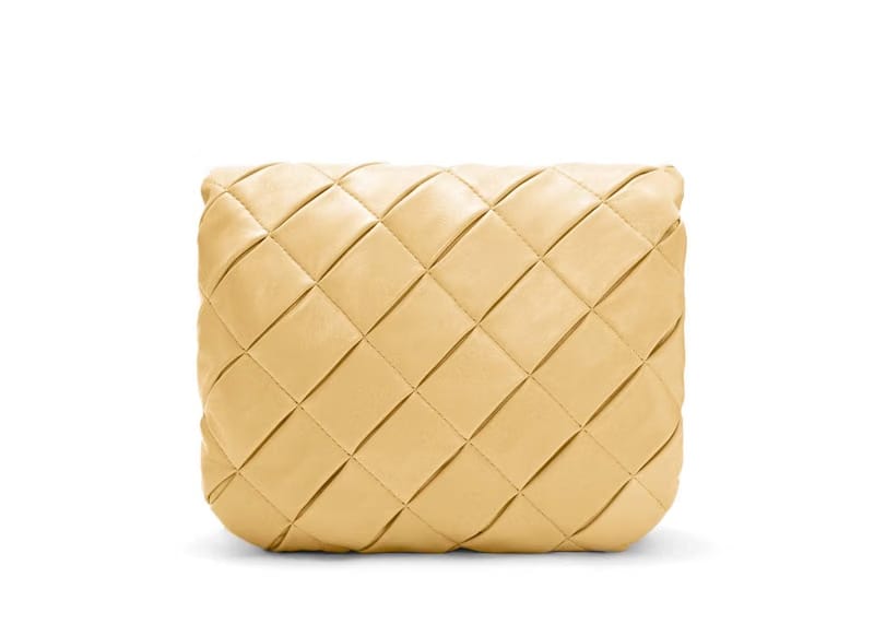 LOEWE Puffer Goya In Pleated Shiny Nappa Lambskin Dark Butter