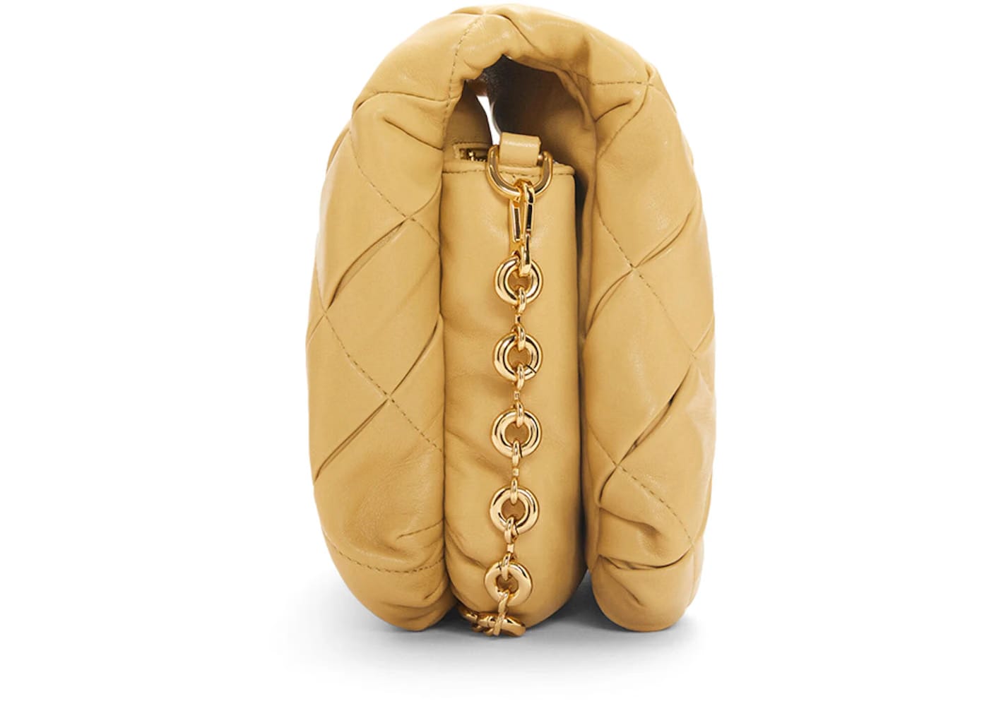 LOEWE Puffer Goya In Pleated Shiny Nappa Lambskin Dark Butter